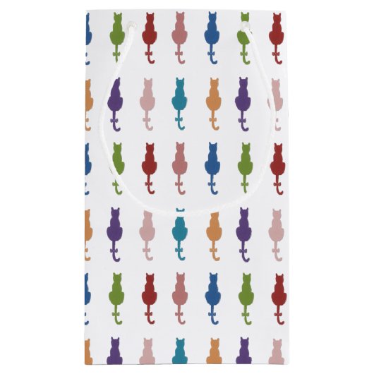 カラフルな猫のモノグラムのギフトバッグ スモールペーパーバッグ (裏面)