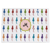 カラフルな猫のモノグラムの大きいギフトバッグ ラージペーパーバッグ (正面)