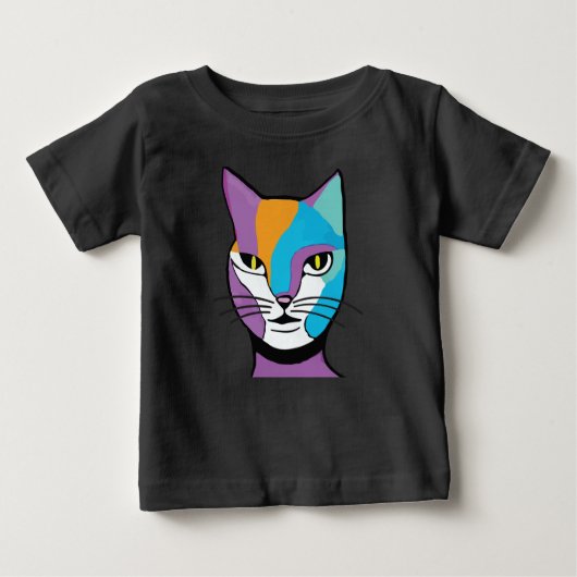カラフルな猫の女性のイラスト ベビーTシャツ (正面)