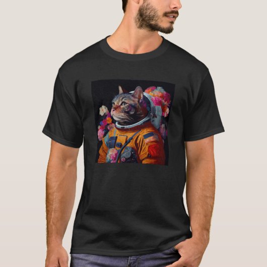 カラフルな猫の宇宙飛行士 Tシャツ (正面)