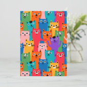 カラフルな猫の模様 招待状 (スタンド正面)