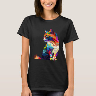 カラフルな猫の水彩画 かわいい猫 多色 Tシャツ