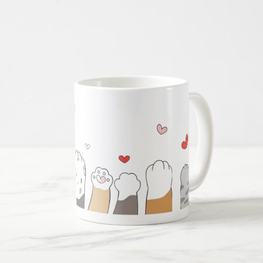 カラフルな猫の肉球マグ コーヒーマグカップ (正面右)
