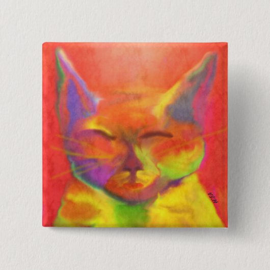 カラフルな猫の芸術Pin 缶バッジ (正面)