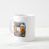 カラフルな猫の面白いデザイン コーヒーマグカップ (正面左)