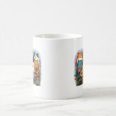 カラフルな猫の面白いデザイン コーヒーマグカップ (中央)
