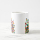 カラフルな猫の面白いデザイン コーヒーマグカップ (中央)
