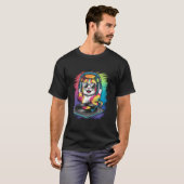 カラフルな猫サングラス ヘッドホン Tシャツ (正面フル)