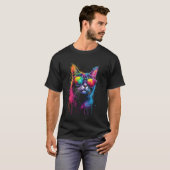 カラフルな猫サングラス Tシャツ (正面フル)
