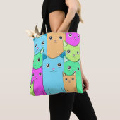 カラフルな猫 トートバッグ (クローズアップ)
