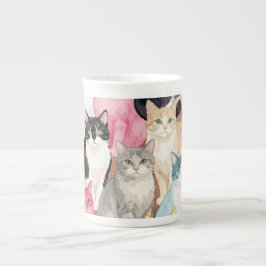 カラフルな猫 ボーンチャイナマグカップ