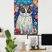 カラフルな猫 ポスター (ホームオフィス)