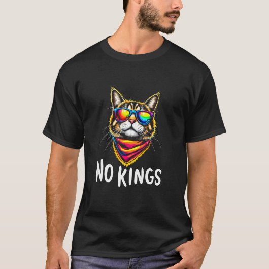 カラフルな猫 NO KINGS Tシャツ (正面)