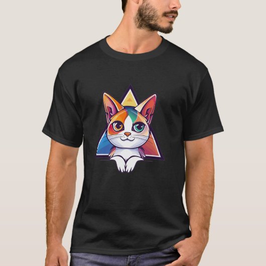 カラフルな猫 Tシャツ (正面)