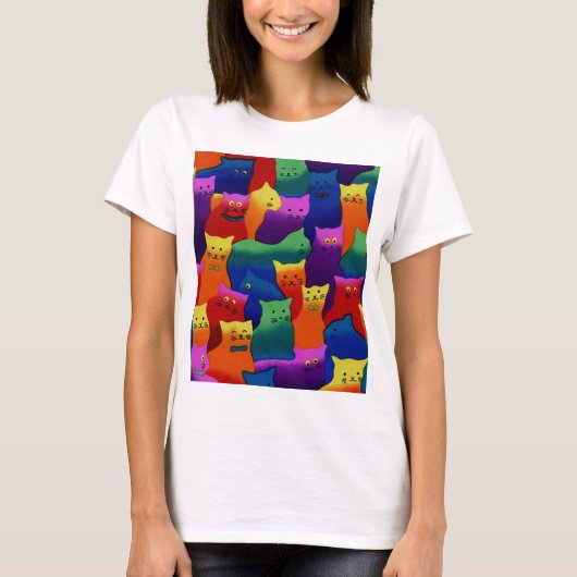 カラフルな猫 Tシャツ (正面)