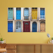 カラフルな玄関ドアの コラージュ キャンバスプリント (インサイチュ (リビング))