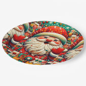 カラフルな玩具を持つ祭りのサンタ ペーパープレート (アングル)