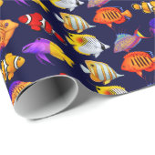 カラフルな珊瑚礁の魚の包装紙 ラッピングペーパー (ロールコーナー)