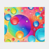 カラフルな球体抽象アート フリースブランケット (正面(横))