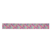 カラフルな田舎風の花柄 レトロ サテンリボン (正面)