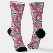 カラフルな田舎風の花柄 レトロ ソックス (傾斜あり)
