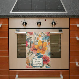 カラフルな田舎風の花 カスタマイズ可能  キッチンタオル