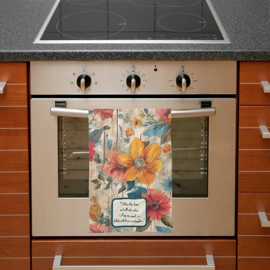 カラフルな田舎風の花 カスタマイズ可能 キッチンタオル