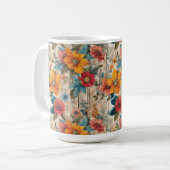 カラフルな田舎風の花 コーヒーマグカップ (正面左)