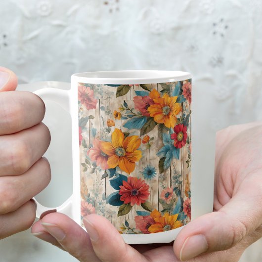 カラフルな田舎風の花 コーヒーマグカップ