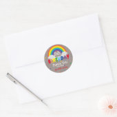 カラフルな田舎風の虹キッズの誕生日パーティー ラウンドシール (封筒)