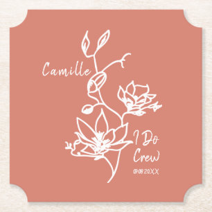 カラフルな田舎風 I Do Crew ブライズメイド ウェディングパーティー ペーパーコースター