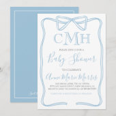 カラフルな男の子のプレゼント 水色のリボン ベビーシャワーの招待状 お好きな色に変更可能 招待状 (正面/裏面)