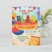 カラフルな男の子の室内遊び場誕生日招待状 招待状 (スタンド正面)