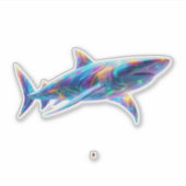 カラフルな発光サメアート - ネオンの海洋動物 シール (正面)