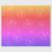 カラフルな白の花模様 ラッピングペーパー (フラット)