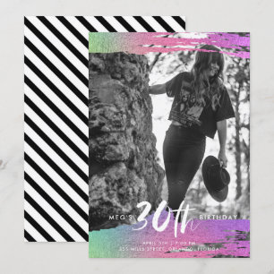 カラフルな白黒写真 30歳の誕生日 招待状