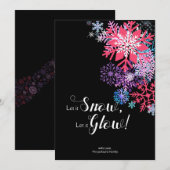 カラフルな真夜中の雪の結晶のマジック クリスマスカード 招待状 (正面/裏面)