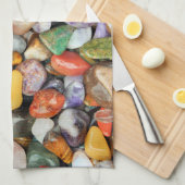 カラフルな石、小石、石 キッチンタオル (四つ折り)