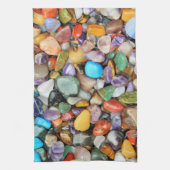 カラフルな石、小石、石 キッチンタオル (縦)