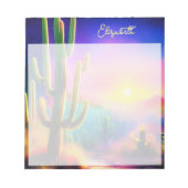 カラフルな砂漠の夕焼け - 名前入り ノートパッド (正面)