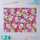 カラフルな砂糖のスカルの花のフェスタの紫色 薄葉紙 (クラフト)