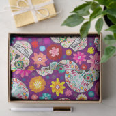 カラフルな砂糖のスカルの花のフェスタの紫色 薄葉紙 (ギフト)