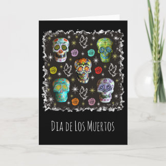 カラフルな砂糖のスカル カード