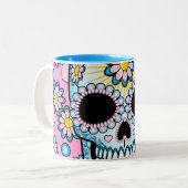 カラフルな砂糖のスカル ツートーンマグカップ (正面左)