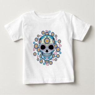 カラフルな砂糖のスカル ベビーTシャツ