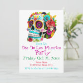 カラフルな砂糖スカル・デ・ディ・ムエルト・カラベラス 招待状 (スタンド正面)