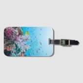 カラフルな礁および珊瑚とのスキューバダイビング ラゲッジタグ (正面横)