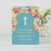 カラフルな祝福 洗礼 誕生のご案内 招待状 (スタンド正面)