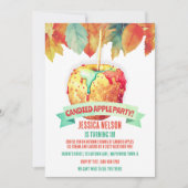 カラフルな秋のキャンディーアップル誕生日パーティー 招待状 (正面)