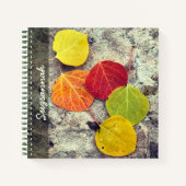 カラフルな秋のポプラの葉の写真 パーソナライズ ノートブック (正面)